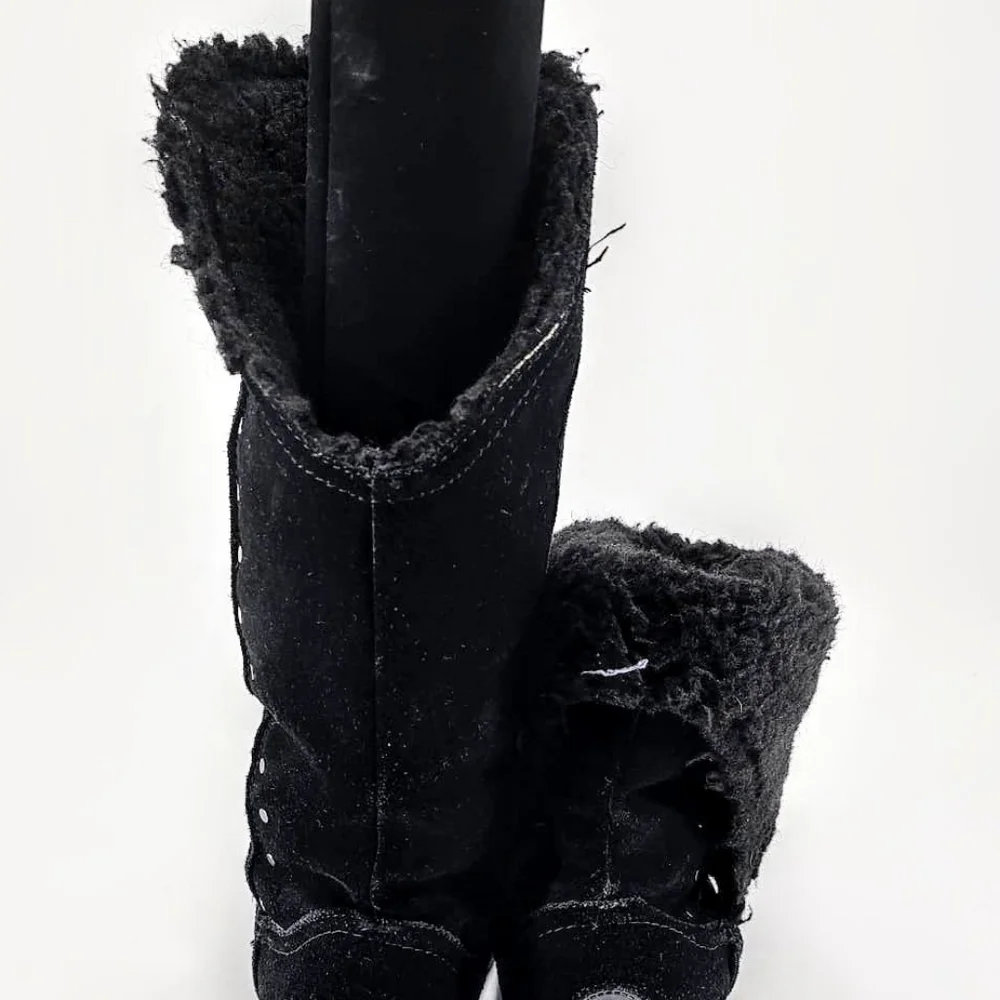 Black Suede Bearpaw Tall Boots - Picture 5 of 6